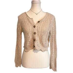 Jessica Simpson Size Small Cream Knitted Crotchet Cardigan